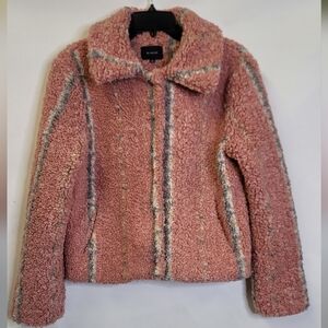 En saison teddy  zip up stripes jacket